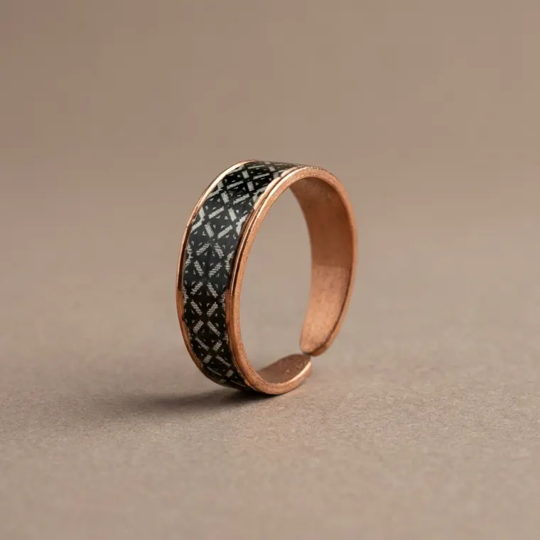 Zigzag Border Handmade Thin Copper Ring - Series 007