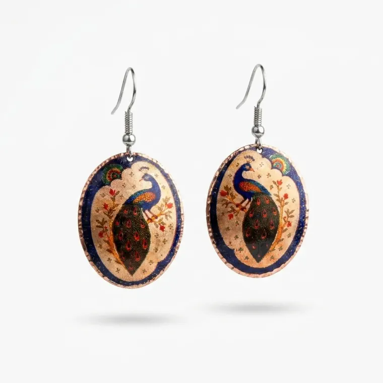 Handcrafted Border Handmade Copper Earrings - Series 056
