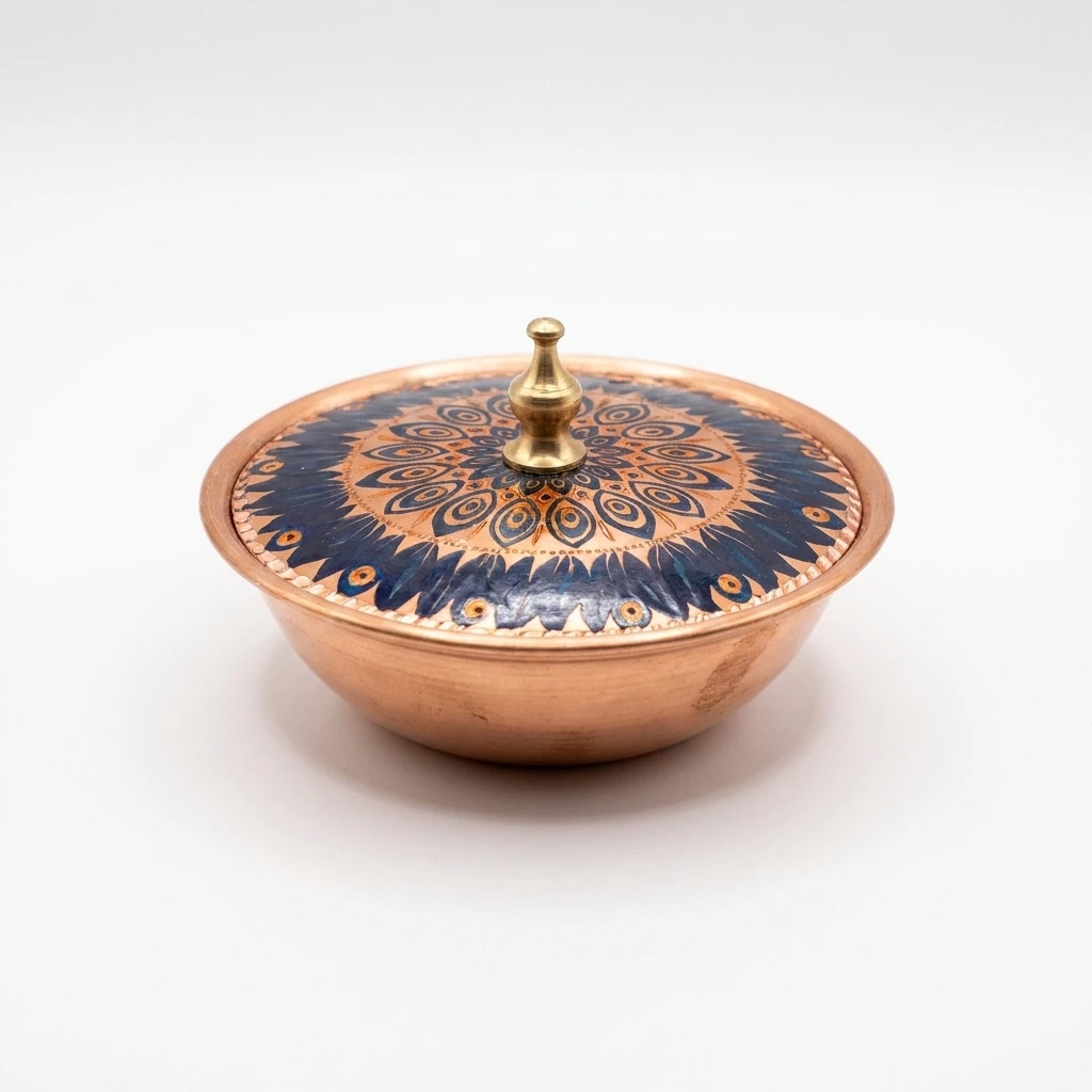 Tekli Bakır Şekerlik Mihrimah Modeli – Küçük 7 CM Çap